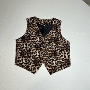 Leopard Print Button-Up Vest